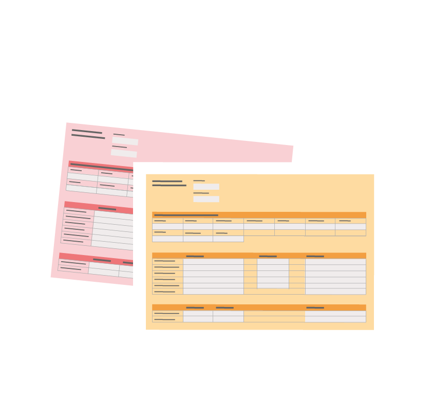 Illustration Formblätter zur Struktur des Papierkrams