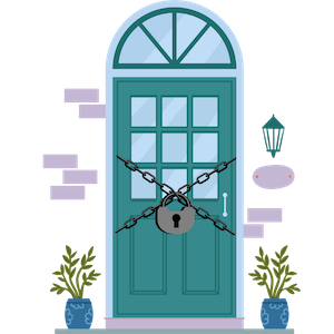 Illustration versiegelte Türe